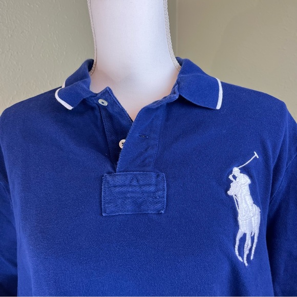 RALPH LAUREN POLO Polo Shirt Blue Decals Collared Classic Fit 100% Cotton XL - Picture 2 of 8